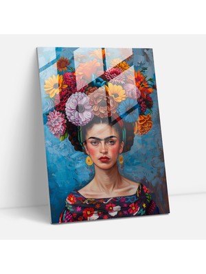 Popcas Modern Sanat Temalı Temperli Cam Tablo - Frida Kahlo Tarzında Duvar Dekoru