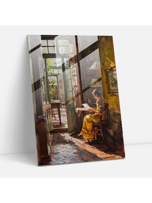 Popcas Vermeer Temalı Dekoratif Cam Tablo