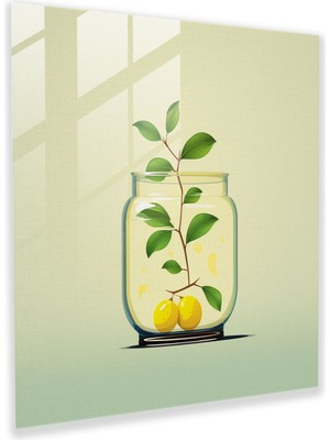 Popcas Modern Sanat Temalı Limon Ağacı Dekoratif Cam Tablo