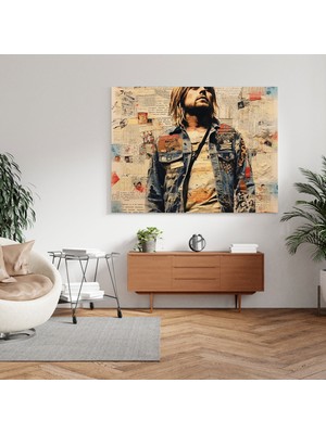 Popcas Kurt Cobain Temalı Dekoratif Cam Tablo