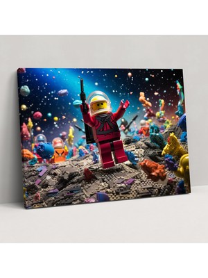 Popcas Galaksi Temalı Cam Duvar Tablosu - Klasik LEGO Desenli