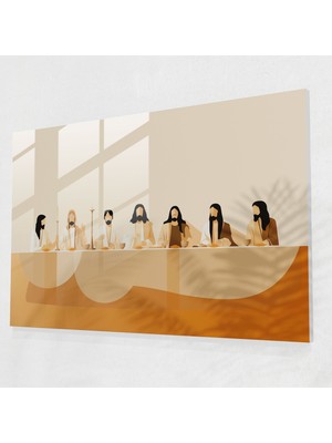 Popcas Isa'nın Son Akşam Yemeği Temalı Dekoratif Cam Tablo - Minimalist Stil ile Tasarlandı