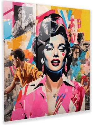 Popcas Modern Sanat Etkisiyle Kolaj Lentiküler Cam Tablo Pop Sanat Temalı Duvar Tablosu