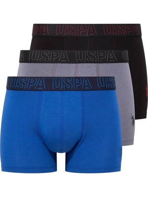 U.S. Polo Assn. Kopya - 3'lü Paket, Erkek Boxer, Pamuklu, Antrasit-Saks-Siyah