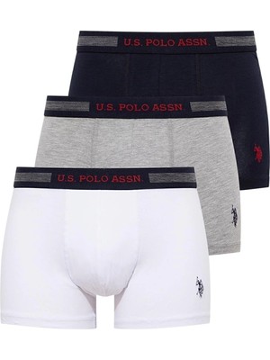 U.s. Polo Assn. - Erkek Lacivert - Beyaz - Gri Melanj 3 Lü Boxer Z.E9.TA.0G.0.R.O0UP.4.XKM.08042024