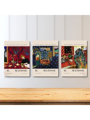 Artarilion Dikey 3'lü Kanvas Tablo Seti Henri Matisse Salon Ofis Ev Tablosu Yeni Ev Ofis Hediyesi Duvar Tablosu