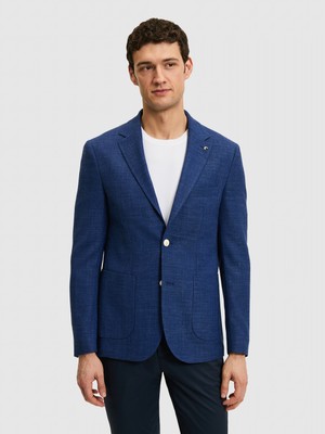 Cacharel Mavi Slim Fit Keten Karışımlı Ceket 50264777 VR028