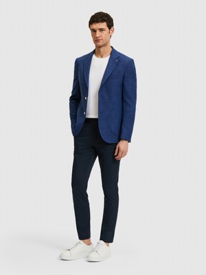 Cacharel Erkek Mavi Slim Fit Keten Karışımlı Ceket 50264777-VR028