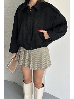 Moda Armanc Kadın Oversize Süet Bomber Ceket