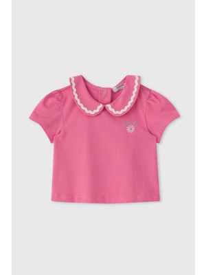 Panço Kız Bebek Kısa Kollu Pembe Tişört