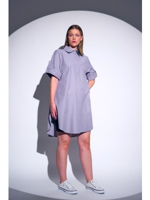 HANIQA Oversize Kısa Kollu Uzun Basic Gömlek