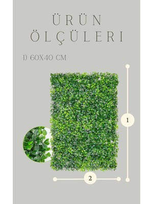 Cihan Çiçekçilik Yapay Çiçek Duvar Kaplama Panel Şimşir Tabaka 40X60 cm Yeşil Dikey Bahçe Kontef