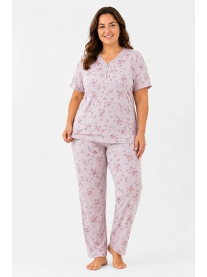 Pemilo Kadın 7930 Büyük Beden Kısa Kol Bambu Pijama Takımı