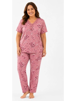 Pemilo Kadın 7932 Kısa Kol Bambu Büyük Beden Pijama Takımı