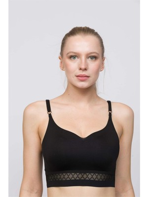 Obje Kadın Siyah Lazer Kesim Bralet