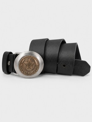 %100 Hakiki Deri Erkek Kemer Dayanıklı Inox Metal Tokalı Siyah