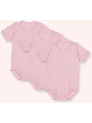 Panço Yenidoğan Kısa Kollu Çıtçıtlı 3'lü Pembe Body