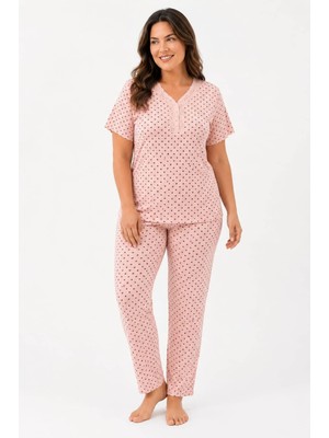 Pemilo Kadın Büyük Beden 7918 Kısa Kol Bambu Pijama Takımı