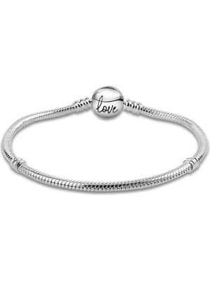 Fubena Moments Yuvarlak Love Sallantılı Gümüş Bileklik Charm Taşıyıcı