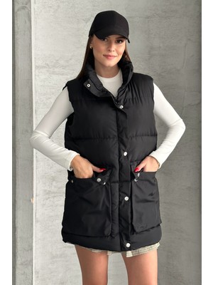 Moda Armanc Kadın Şişme Yelek - Cepli Fermuarlı Günlük Şişme Yelek