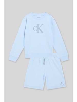Panço Calvin Klein Unisex Çocuk Şortlu Mavi Takım