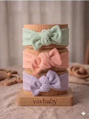 Vavbaby Kız Bebek 3’lü Ribana Fiyonklu Bandana Seti - Mor