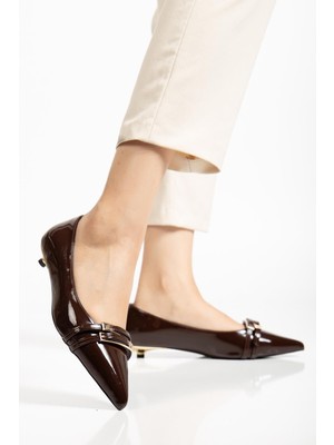 Beruflic Dowen Kahverengi Rugan Kısa Topuklu Ayakkabı Luxury Shoes