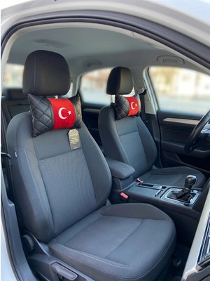 Yerli Boyun Yastığı Deri Kapitoneli Türk Bayrağı 2 Adet