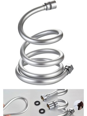 Kustar Gümüş Pvc Banyo Duş Hortumu Dayanıklı Banyo Musluk Duş Hortum 1,5 Metre