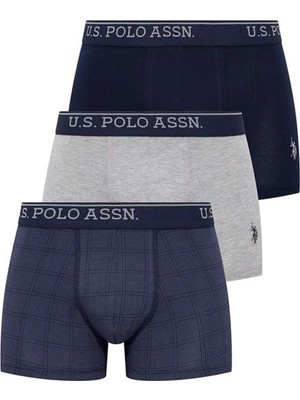 U.S. Polo Assn. Erkek Lacivert - Gri Melanj - Indigo 3 Lü Boxer