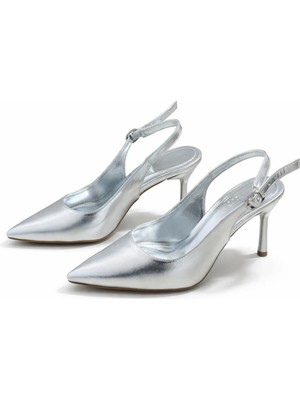 Patron Shoes Kadın 8 cm Topuklu Hakiki Deri Sivri Burun Bantlı Şık Klasik Ayakkabı