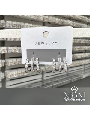 Eco Port Zirkon Baget Taşlı Küpe
