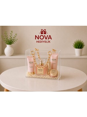 Nova Şeffaf Pleksi Çanta - Gold Zincir Saplı