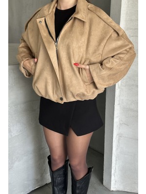 Moda Armanc Kadın Oversize Süet Bomber Ceket