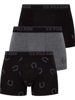 U.S. Polo Assn. Erkek Boxer 3'lü Set Kutulu Günlük ve Çeyizlik Kullanım Iç Giyim 026B.ZE8.TA.0GR.3.OU.0.P.4.KM