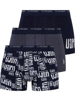 U.s. Polo Assn. Erkek Lacivert+Lacivert Mlj.+Baskılı 3'lü Boxer - Çoklu Renk - ILC2.80M33Y8K