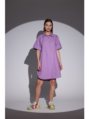 HANIQA Oversize Kısa Kollu Uzun Basic Gömlek