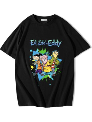 Brz Collection Unisex Oversize Ed, Edd N Eddy T-Shirt Siyah