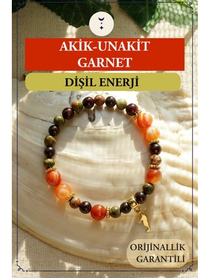 Orenda Design Akik, Unakit, Garnet Doğal Taş Bileklik – Dişil Enerji & Döngü Dengesi