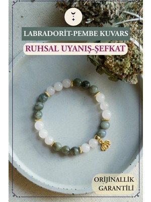Orenda Design Labradorit, Pembe Kuvars, Lotus Sembollü Doğal Taş Bileklik – Ruhsal Uyanış & Şefkat Enerjisi