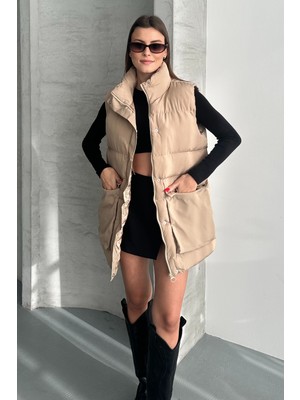 Moda Armanc Kadın Şişme Yelek - Cepli Fermuarlı Günlük Şişme Yelek