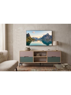 By Cino BYCİNO Venedik 130 cm 2 Çekmeceli Raflı Mdf Membran Kapaklı Modern Tasarım Tv Ünitesi