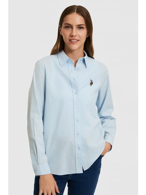 U.S. Polo Assn. Kadın Açık Mavi Uzun Kollu Basic Gömlek 50320204-VR003
