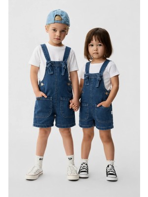 Overdo Unısex Basic Denim Şortlu Çocuk Salopet