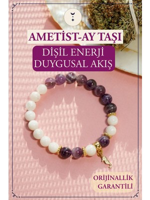 Orenda Design Ay Taşı Ametist Deniz Atı Sembollü Bileklik | Duygusal Denge, Sezgi ve Içsel Huzur