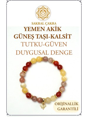Orenda Design Akik, Kaplan Gözü, Kalsit Taşlı Güneş Çakra Bilekliği – Enerji ve Özgüven