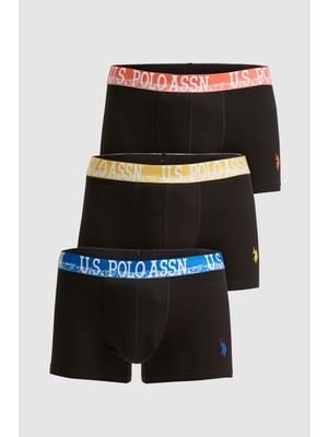 U.S. Polo Assn. Erkek Siyah 3'lü Boxer Takımı 50326503-VR046