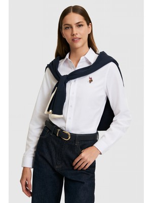 U.S. Polo Assn. Kadın Beyaz Uzun Kollu Basic Gömlek 50320211-VR013