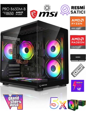 Zeiron GTA-VI Black APU AMD Ryzen 5 8500G-MSI B650M-B/AMD Radeon 740M GRAPHICS/512GB M.2/16GB DDR5 Siyah-Oem Oyuncu Paket