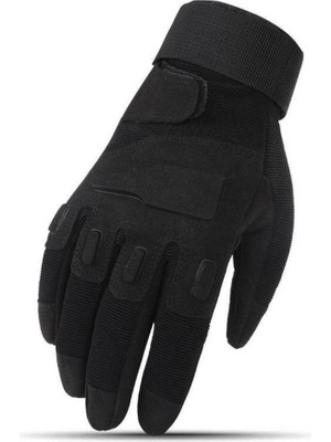 Single Sword Taktik Tam Parmak Dokunmatik Eldiven Motosiklet Bisiklet Spor Outdoor Eldiven - Beden: XL | Renk: Siyah